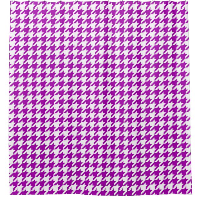 Purple White Houndstooth Check Shower Curtain (Front)