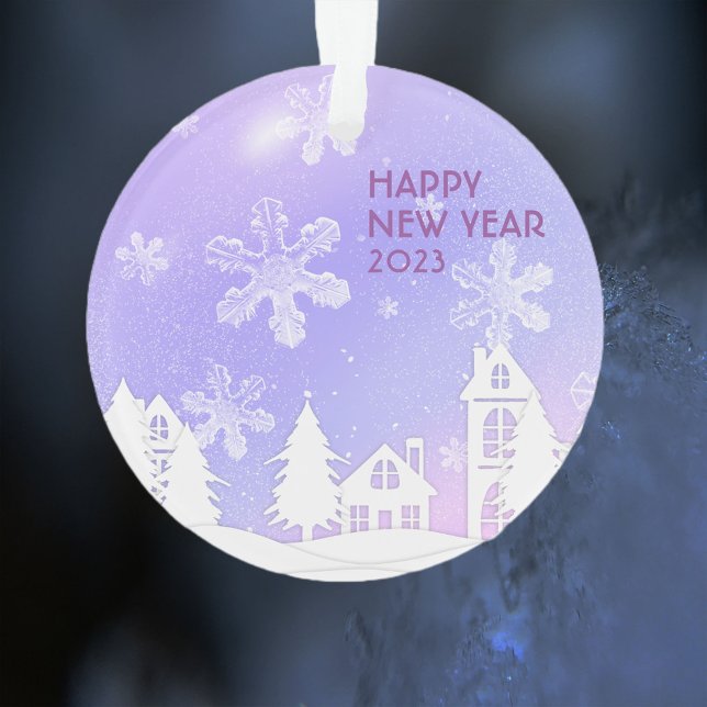 Purple White House Snowflakes Xmas New Year 2023 Ornament (Creator Uploaded)