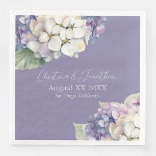 Purple & White Hydrangea Flowers on Lavender Napkin
