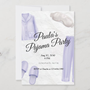 purple white illustrated modern elegant pajama  invitation
