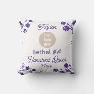 Purple White Job's Daughters Honoured Queen Gift Cushion