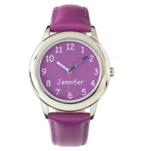 Purple & White Kid's Watch, Purple Strap Watch