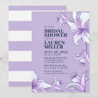 Purple White Lily Flower Floral Bridal Shower