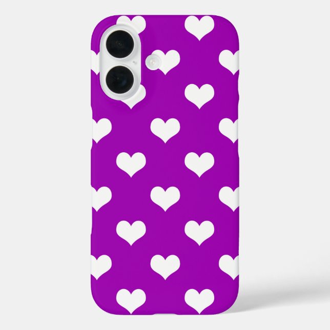 Purple White Love Heart Pattern Design  Case-Mate iPhone Case (Back)