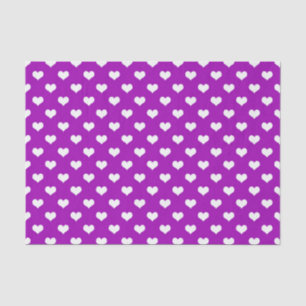 Purple White Love Heart Pattern Design  Tissue Paper