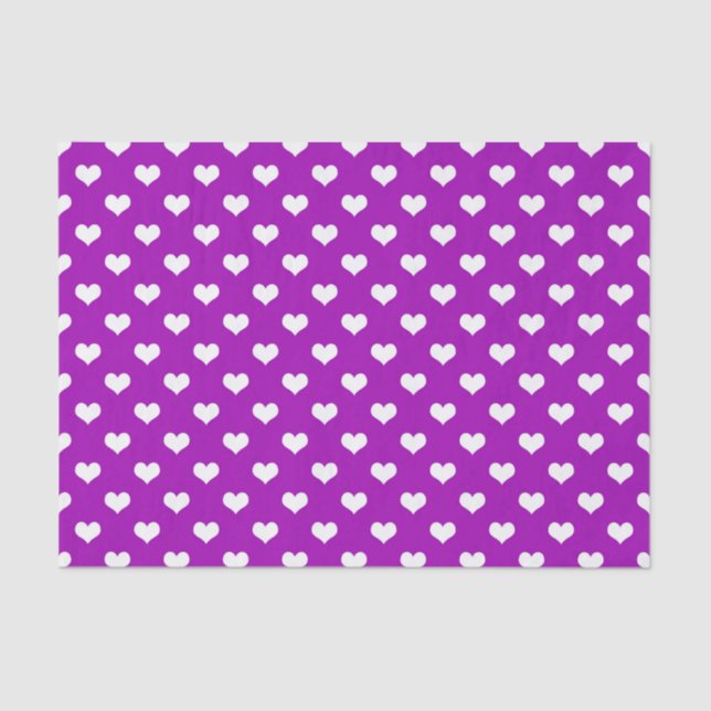 Purple White Love Heart Pattern Design  Tissue Paper (Front)