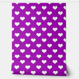Purple White Love Heart Pattern Design Wallpaper