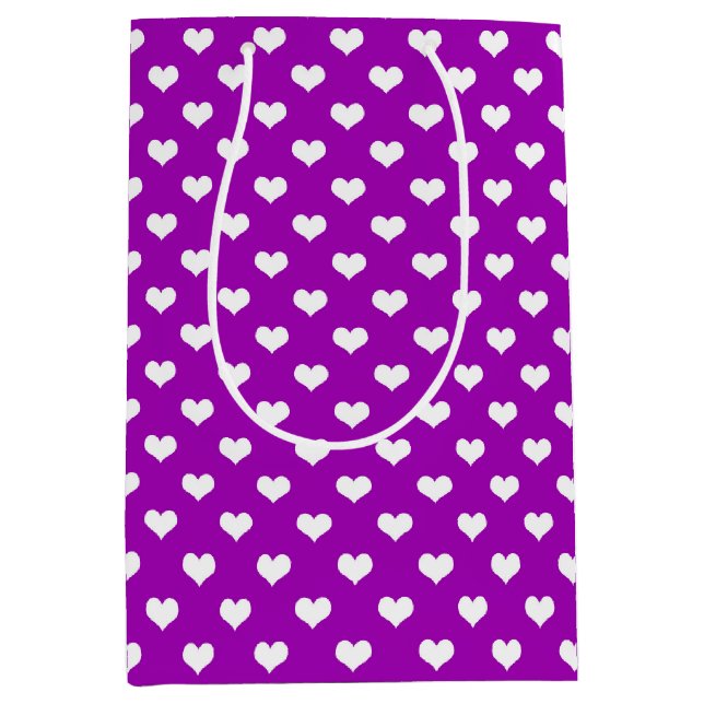 Purple White Lovely Hearts Design  Medium Gift Bag (Front)