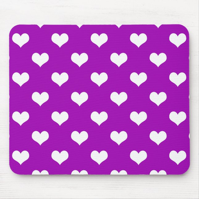 Purple White Lovely Hearts Design  Mouse Pad (Front)