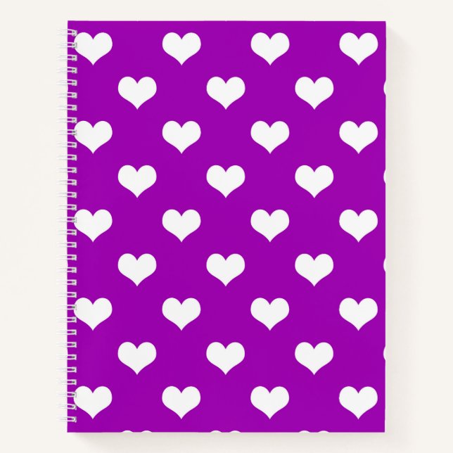 Purple White Lovely Hearts Design  Notebook (Front)