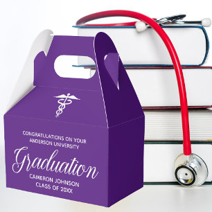 Purple White Medical School Graduation Party Favour Box