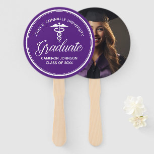 Purple White Medical School Graduation Party Hand Fan
