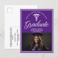 Purple White Medical School Photo Graduation