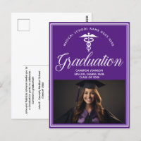 Purple White Medical School Photo Graduation Party