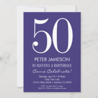 Purple & White Modern Adult Birthday Invitations