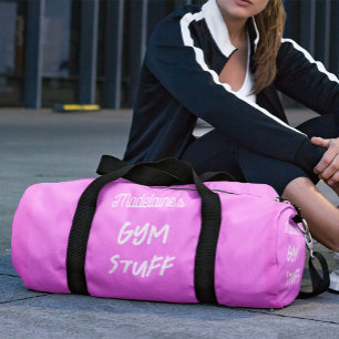 Purple White Modern Gym Duffle Bag