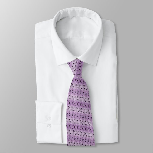 Purple White Modern Neck Tie (Tied)