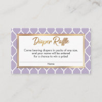 Purple & White Ogee w/ Gold Diaper Raffle Tickets