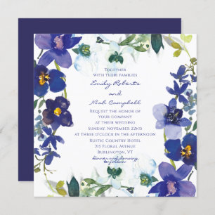 Purple & White Orchid Watercolor Floral Wedding Invitation