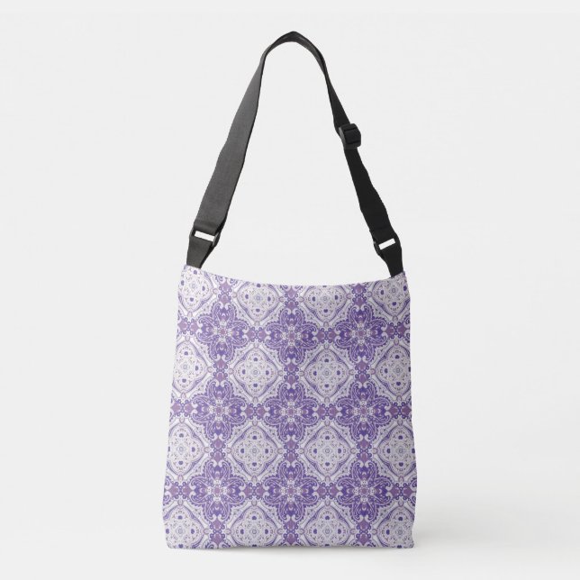 Purple & White Paisley Crossbody Bag (Front)