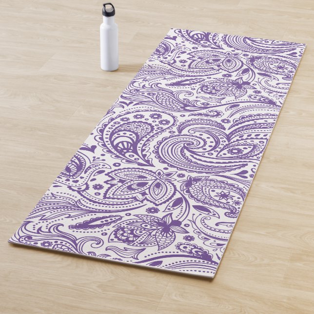 Purple & White Paisley Pattern Yoga Mat (In Situ)