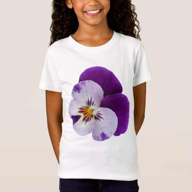 Purple white pansy cutout T-Shirt (Front)