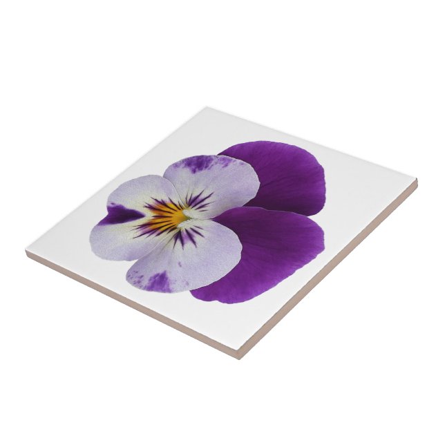Purple white pansy cutout tile (Side)
