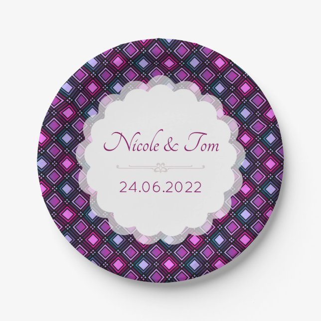 Purple & White Paper Plate (Front)