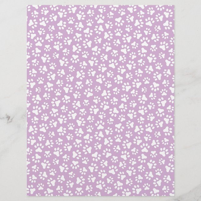 Purple white paw print pattern scrapbook paper (Front)