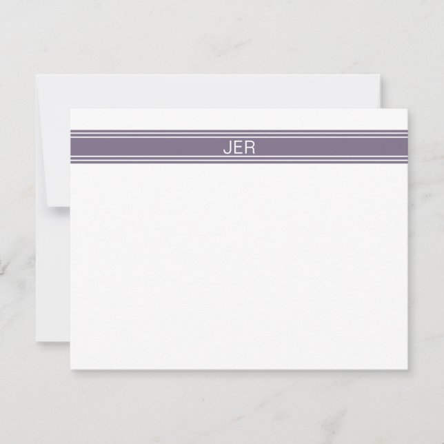 Purple White Personalised Monogram Name Initials Card (Front)