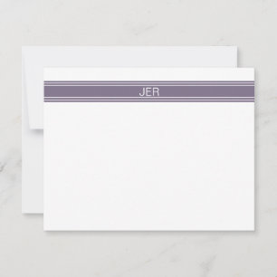 Purple White Personalised Monogram Name Initials Card