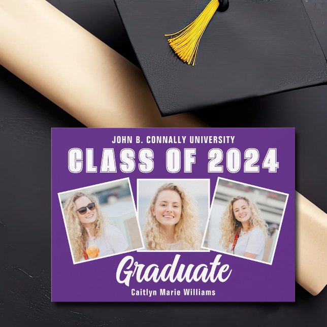 Purple White Photo Collage Class of 2025 Graduate Announcement (Creator Uploaded)