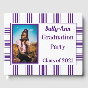 Purple White Photo Graduation Party Guest Book
