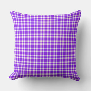 Purple White Plaid Pattern Cushion