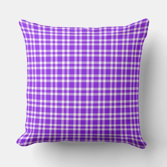 Purple White Plaid Pattern Cushion (Front)