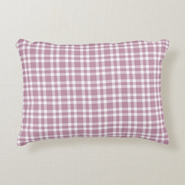 Purple White Plaid Pattern Decorative Cushion (Front)