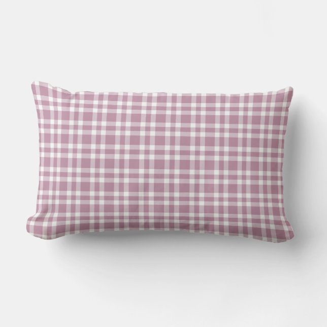 Purple White Plaid Pattern Lumbar Cushion (Front)