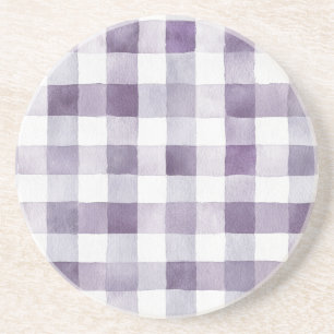 Purple White Plaid Stripes Coaster