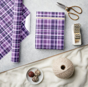 Purple & White Plaid Wrapping Paper