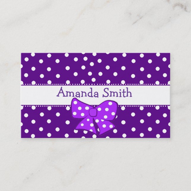 Purple & White Polka Dot Girl's Play Date Card (Front)