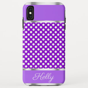 Purple White Polka Dot Pattern iPhone XS Max Case