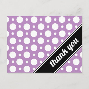 Purple & White Polka Dot Thank You Postcards