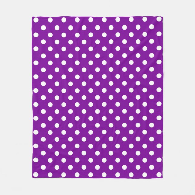 Purple White Polka Dots Design Fleece Blanket (Front)
