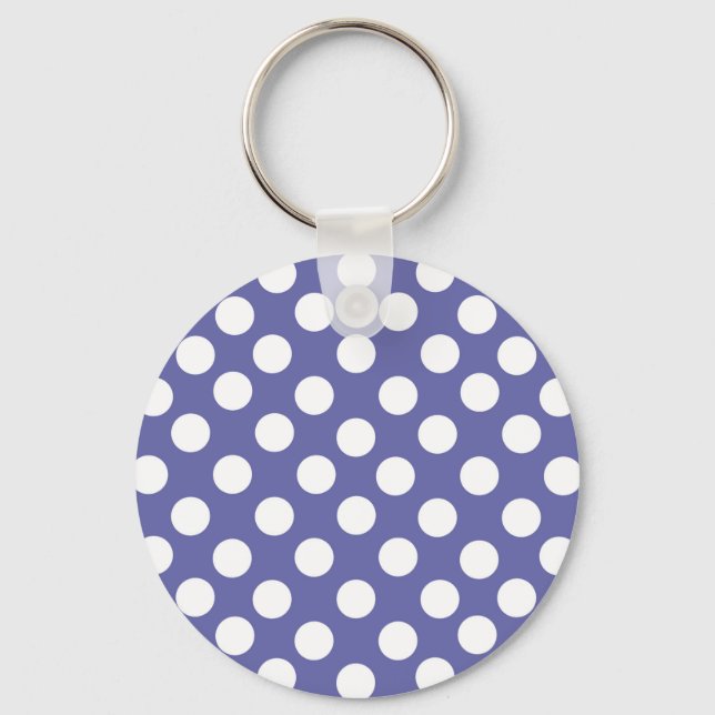 purple white polka dots periwinkle key ring (Front)