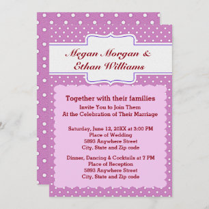 Purple & White Polka Dots Wedding Invitation