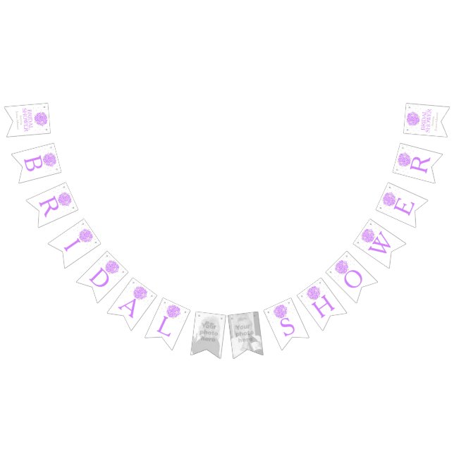 Purple white posy bridal shower photo bunting bunting  (All)