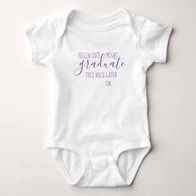 Purple & White Preemie NICU Graduation Baby Bodysuit (Front)