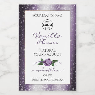 Purple White Product Labels Soft Glitter with Logo