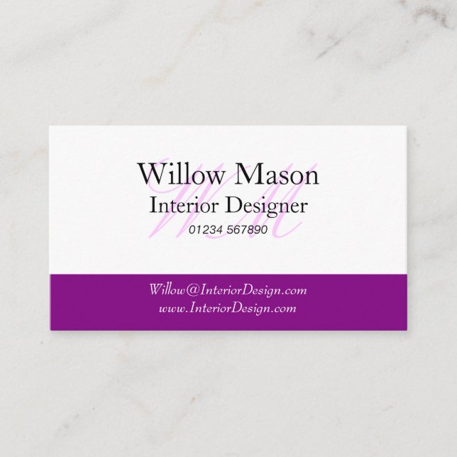 Purple & White Professional Business Card (Front)