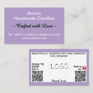 Purple White  QR Codes Logo 3.5 x 2.0 Business Card